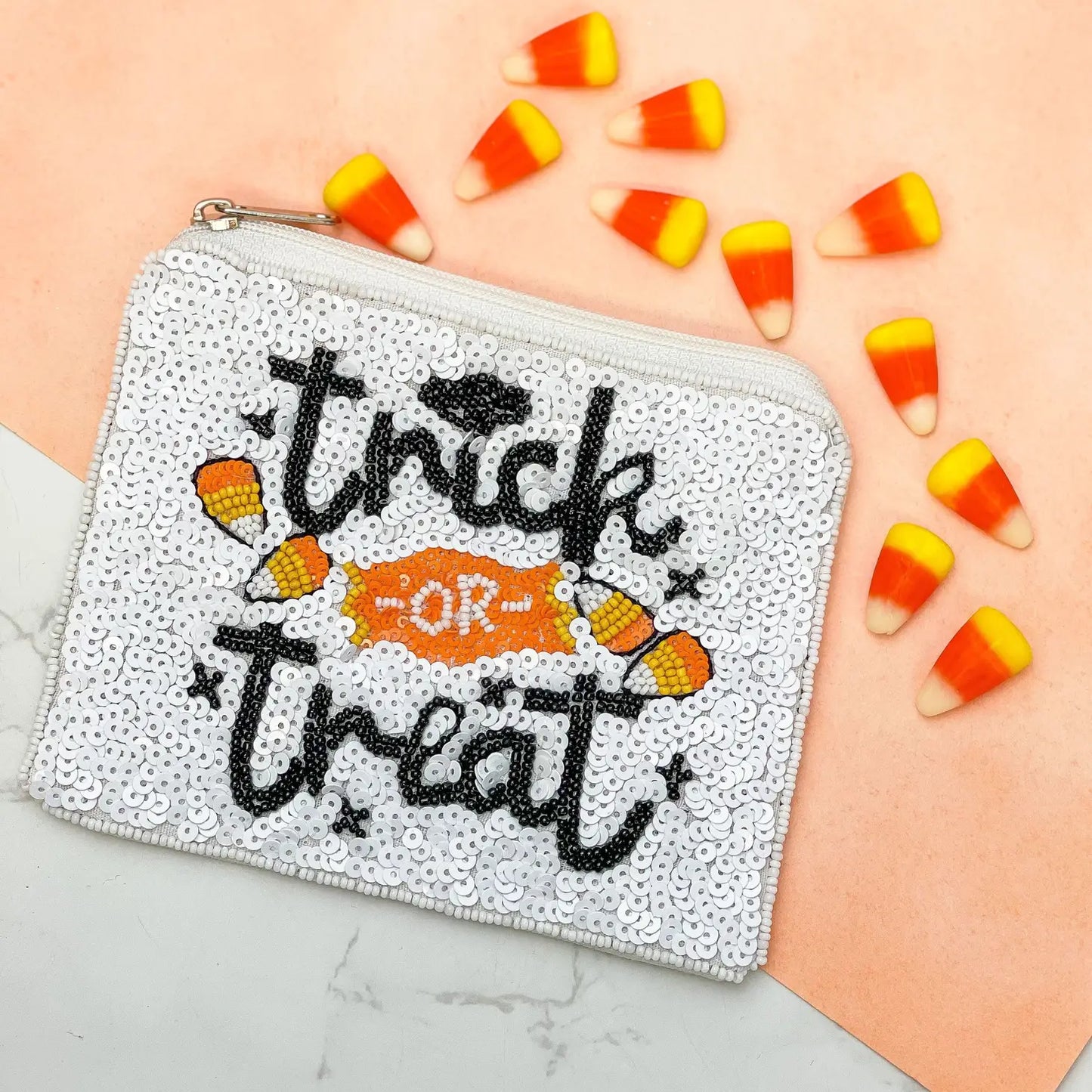 Trick-or-Treat Beaded Zipper Pouch