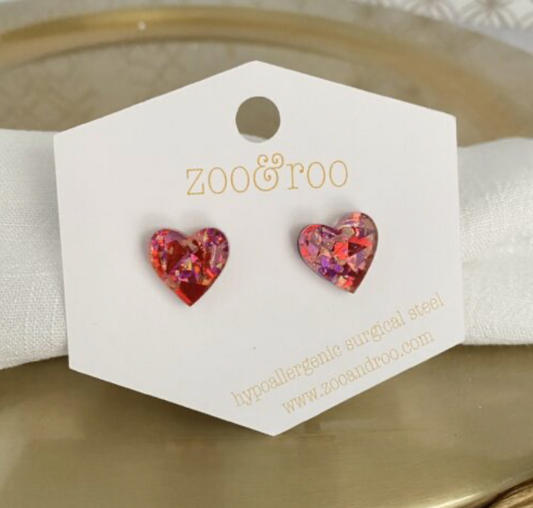 Glitter Hearts Stud Earrings