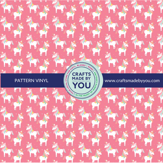 12" x 12" Pattern Adhesive Vinyl - Unicorns on Pink