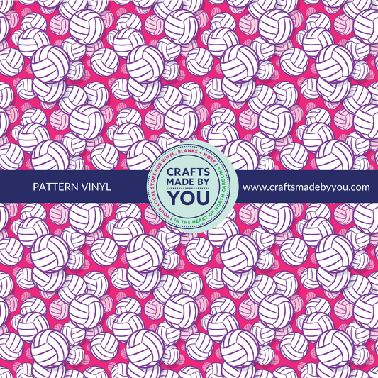 12" x 12" Heat Transfer Vinyl - Volleyballs on Pink