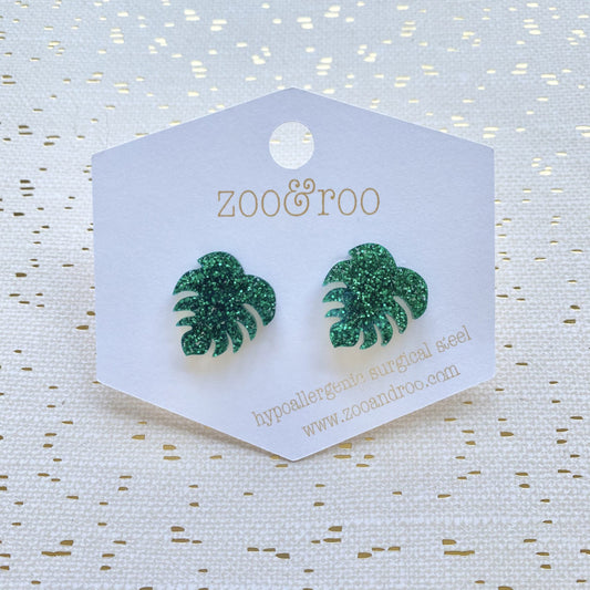 Monstera Leaf stud earrings