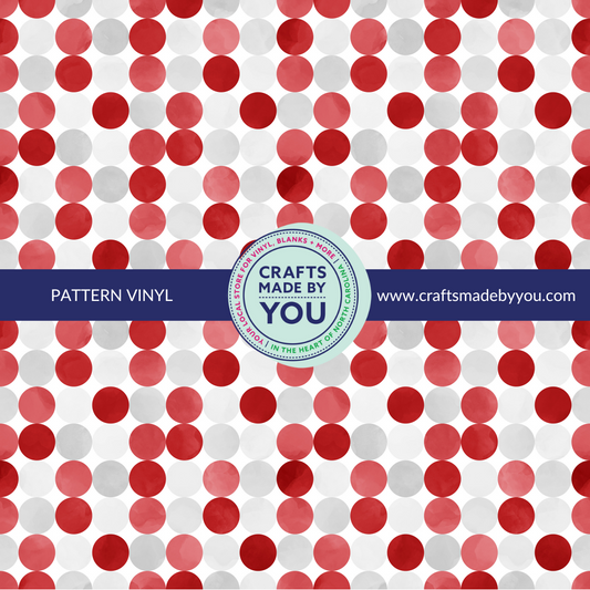 Pattern Adhesive Vinyl - Red + Grey Circles