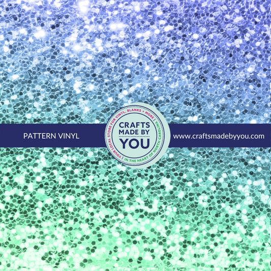 12" x 12" Pattern Adhesive Vinyl- Blue Teal Mint Ombre Glitter