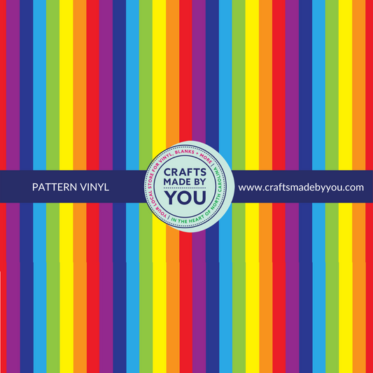 12" x 12" Pattern Adhesive Vinyl- Rainbow Color Stripe