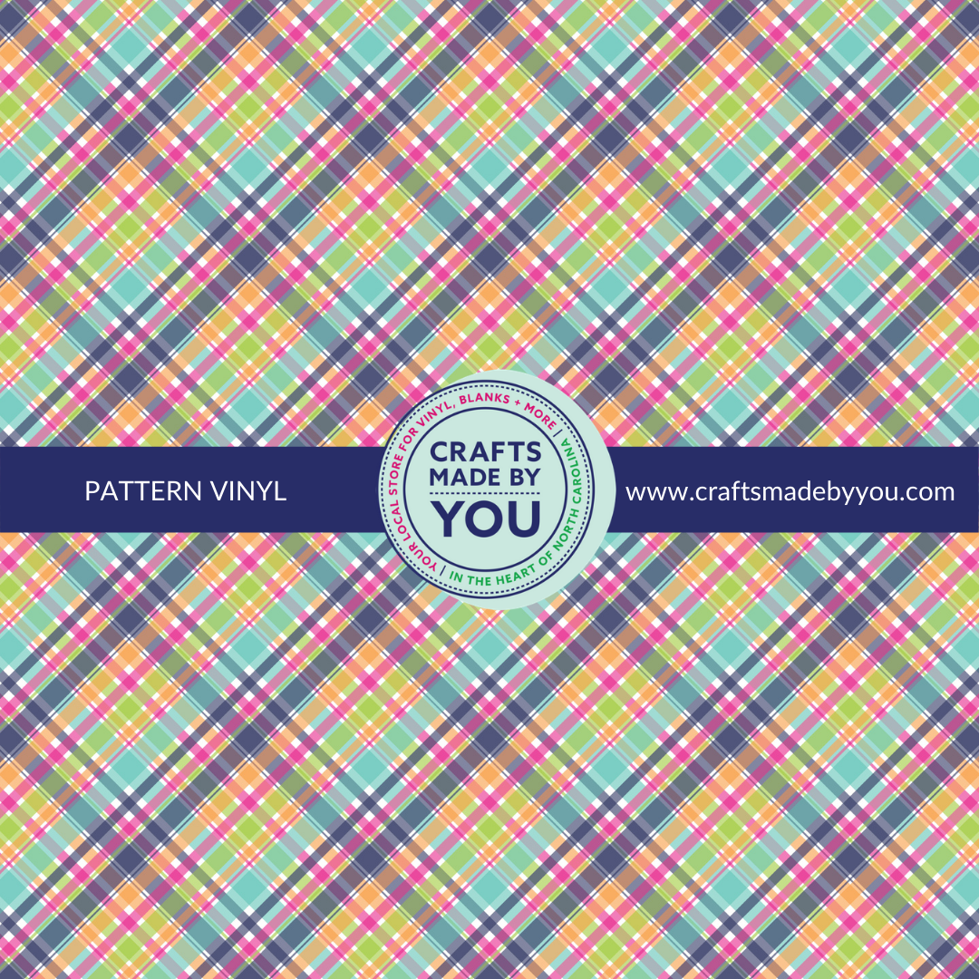 12" x 12" Pattern Adhesive Vinyl- Bright Color Plaid