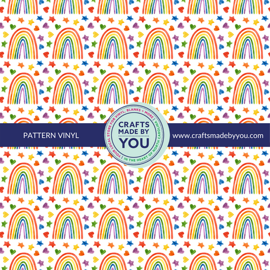 12" x 12" Pattern Adhesive Vinyl-  Watercolor Rainbow