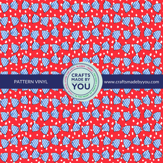 12" x 12" Pattern Adhesive Vinyl - Blue Bows on Red