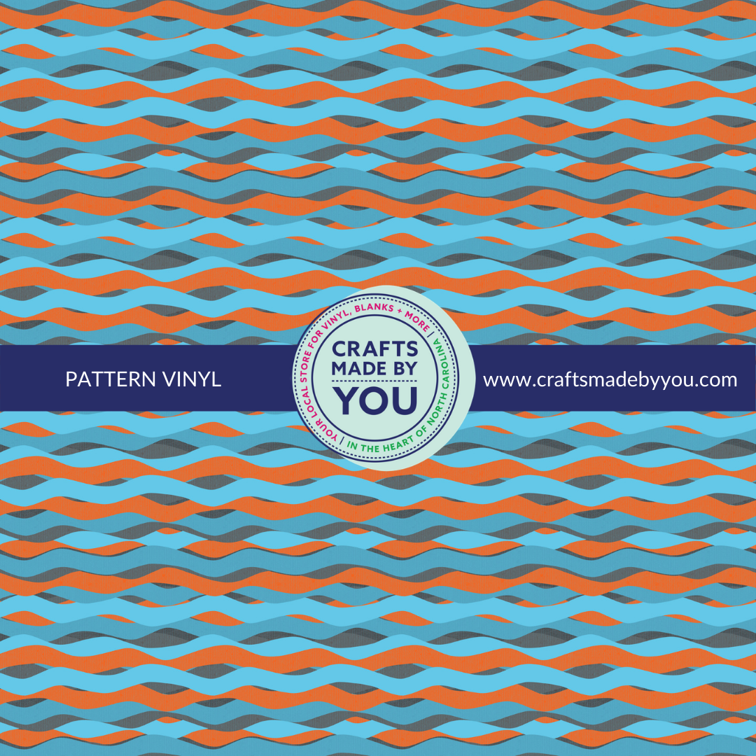 12" x 12" Pattern Adhesive Vinyl- Blue and Orange Waves