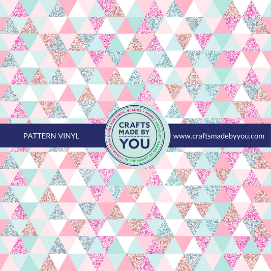 12" x 12" Pattern Heat Transfer Vinyl- Glitter Pastel Triangles