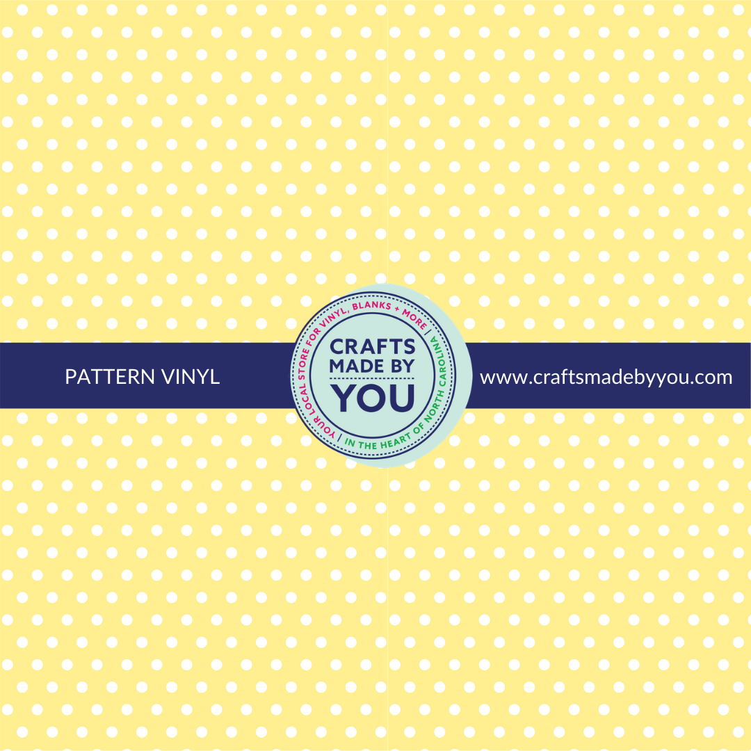 12" x 12" Heat Transfer Vinyl- White Polka Dot on Light Yellow