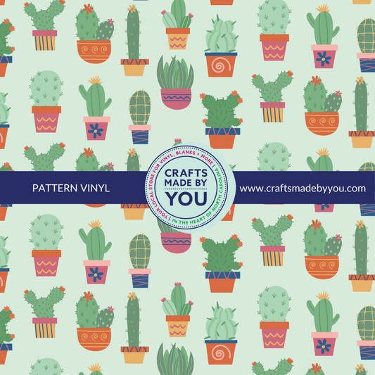 12" x 12" Pattern Heat Transfer Vinyl- Stuck on You Cactus Sage