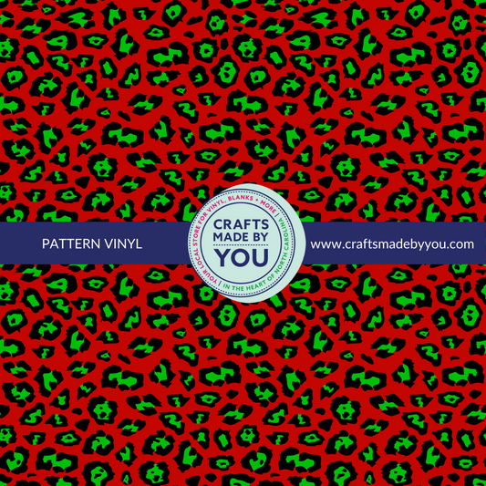 12" x 12" Pattern Adhesive Vinyl - Red & Green Leopard